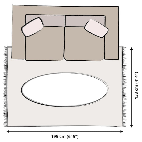 STOENSE - Rug, low pile, medium grey, 133x195 cm