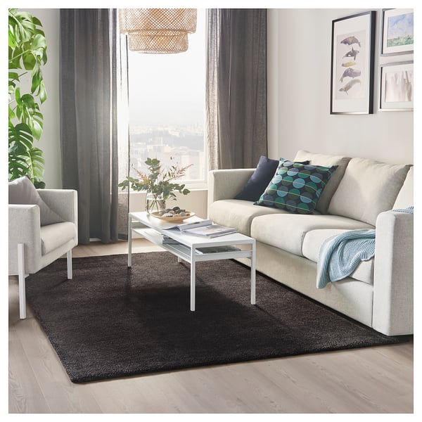 STOENSE rug, low pile, dark grey, 170x240 cm
