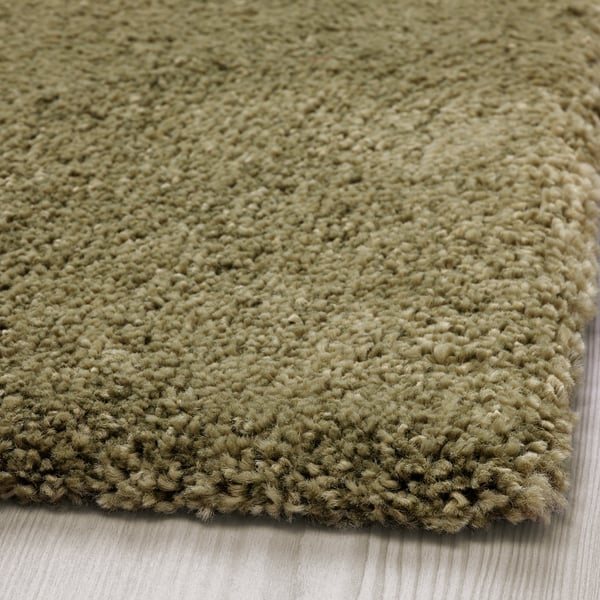 STOENSE rug, low pile, light olive-green