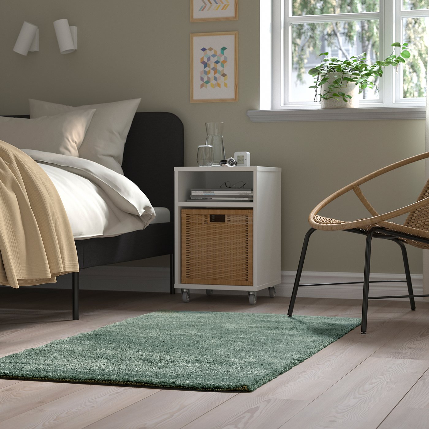STOENSE rug, low pile, pale green, 80x150 cm
