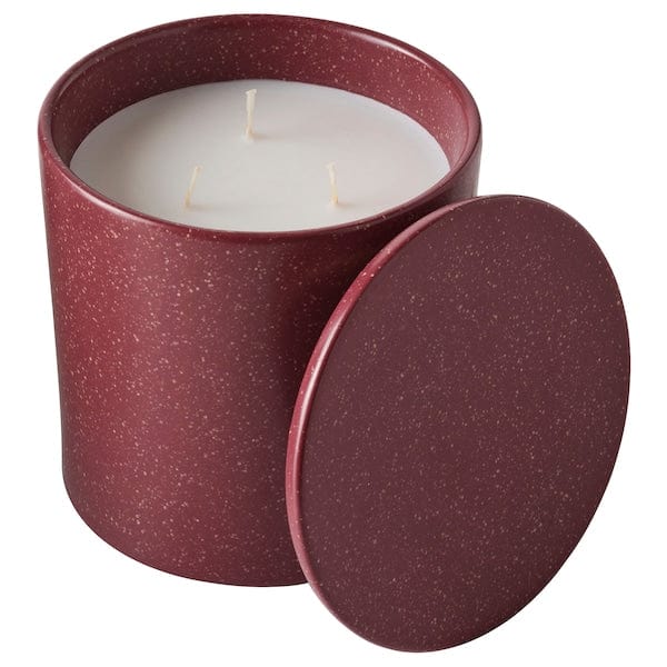 Ikea STÖRTSKÖN - Scented candle in ceramic jar w lid, Berries/red, 60 hr