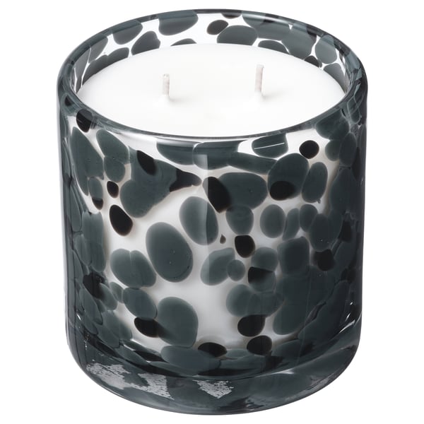 STÖRTSKÖN scented candle in glass, 2 wicks, Berries/dark grey, 50 hr