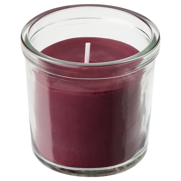STÖRTSKÖN scented candle in glass, Berries/red, 20 hr