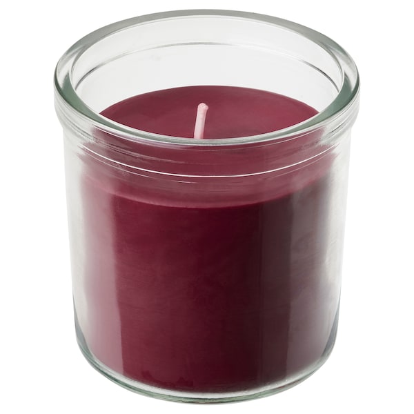 Ikea STÖRTSKÖN - Scented candle in glass, Berries/red, 40 hr