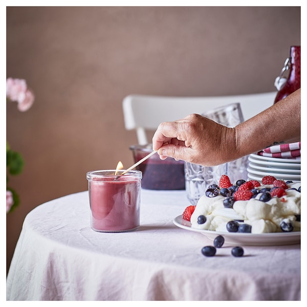 Ikea STÖRTSKÖN - Scented candle in glass, Berries/red, 40 hr