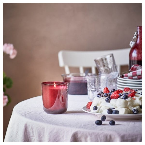 Ikea STÖRTSKÖN - Scented candle in glass, Berries/red, 50 hr