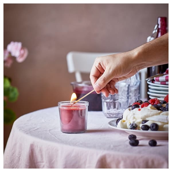 Ikea STÖRTSKÖN - Scented candle in glass, Berries/red, 20 hr