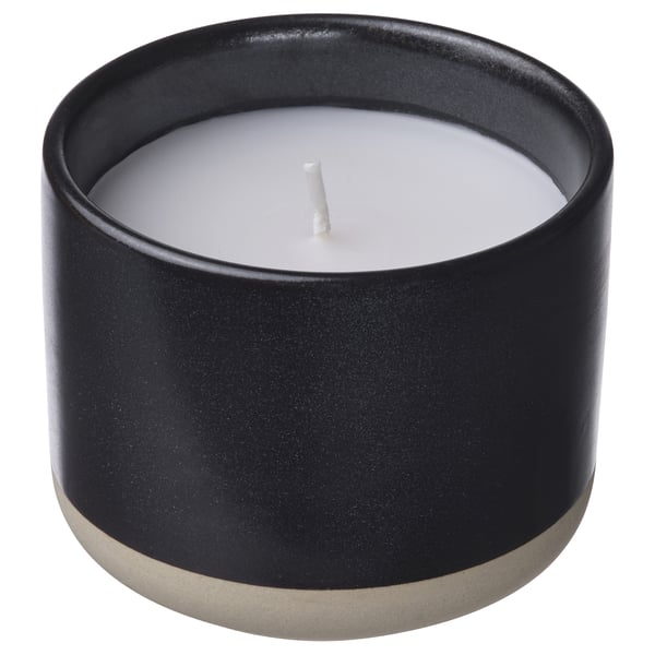 STÖRTSKÖN scented candle in ceramic jar, Berries/black, 25 hr