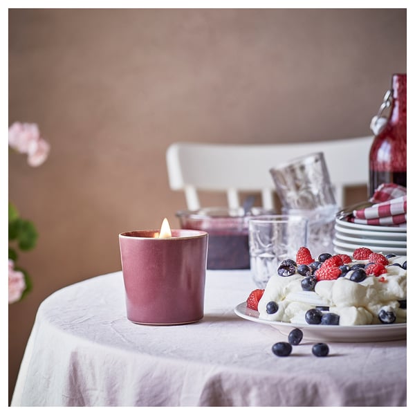 STÖRTSKÖN scented candle in ceramic jar, Berries/red, 50 h