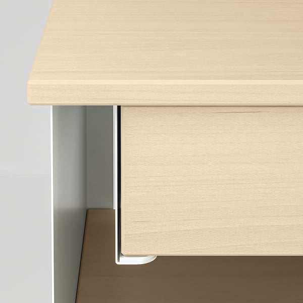 STOMSÖ wall-mounted bedside table, birch effect white/blue, 36x29x20 cm