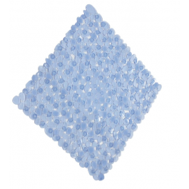 NON-SLIP SHOWER MAT STONES L53 P53 CM VINYL LIGHT BLUE TRANSPARENT