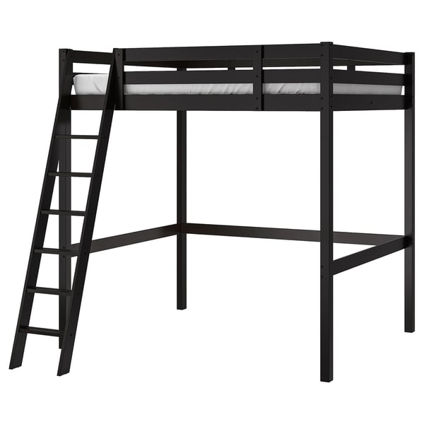 STORÅ loft bed frame, black, 140x200 cm