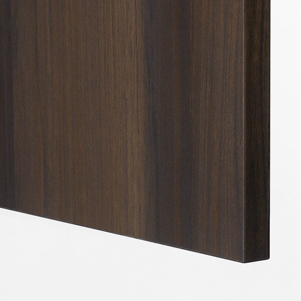 STORKLINTA - Door with hinges, dark brown/oak effect, 50x229 cm