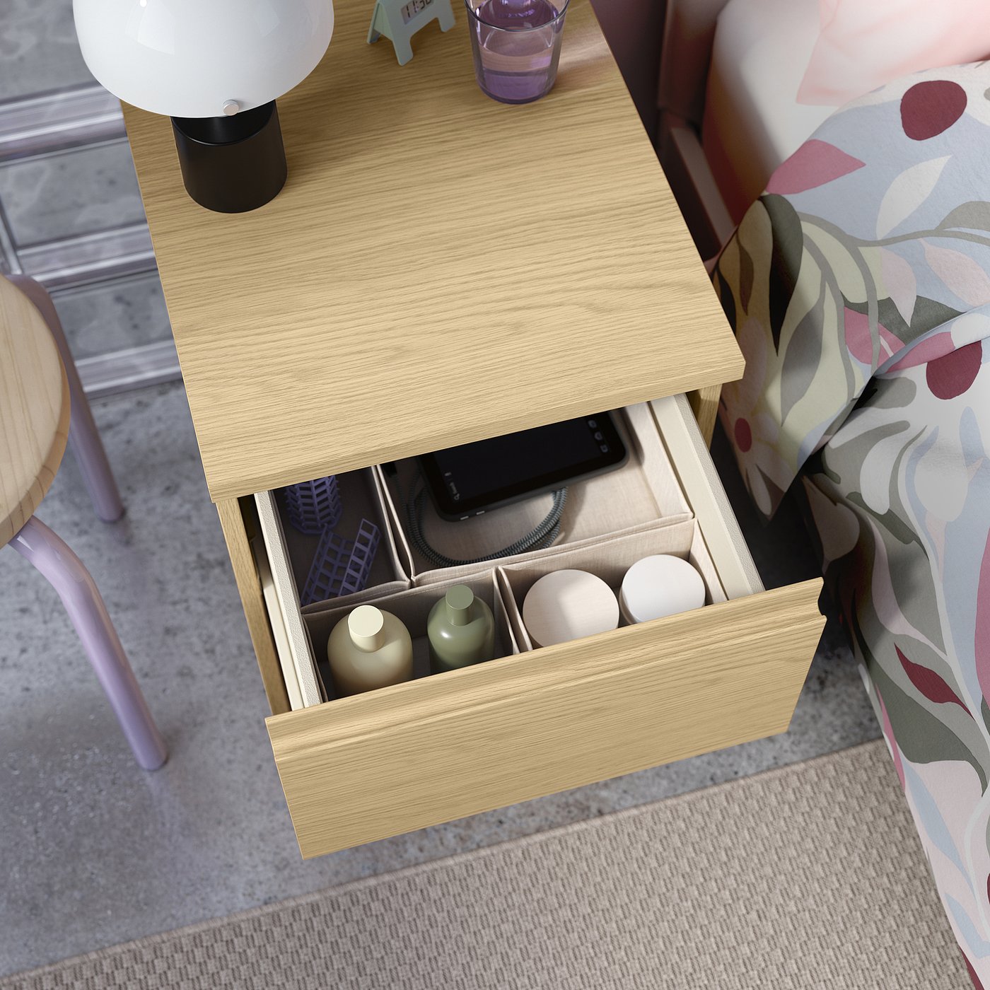 STORKLINTA chest of 2 drawers, oak effect/with 2 drawers, 40x50x53 cm