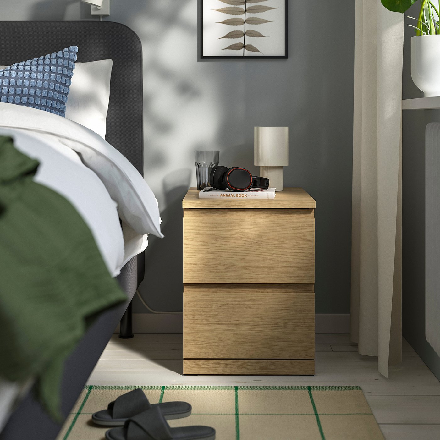 STORKLINTA chest of 2 drawers, oak effect/with 2 drawers, 40x50x53 cm