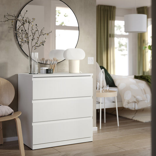 STORKLINTA chest of 3 drawers, white, 70x50x75 cm