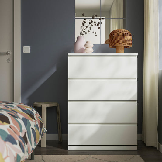 STORKLINTA chest of 4 drawers, white, 70x50x98 cm