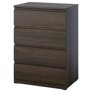 STORKLINTA chest of 4 drawers, dark brown/oak effect, 70x50x98 cm