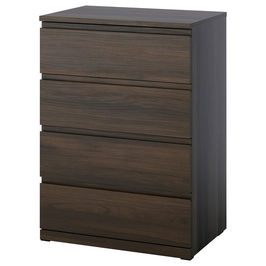 STORKLINTA chest of 4 drawers, dark brown/oak effect, 70x50x98 cm