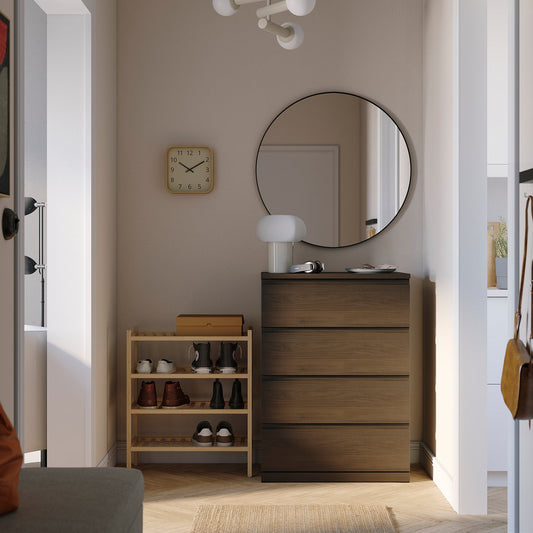 STORKLINTA chest of 4 drawers, dark brown/oak effect, 70x50x98 cm