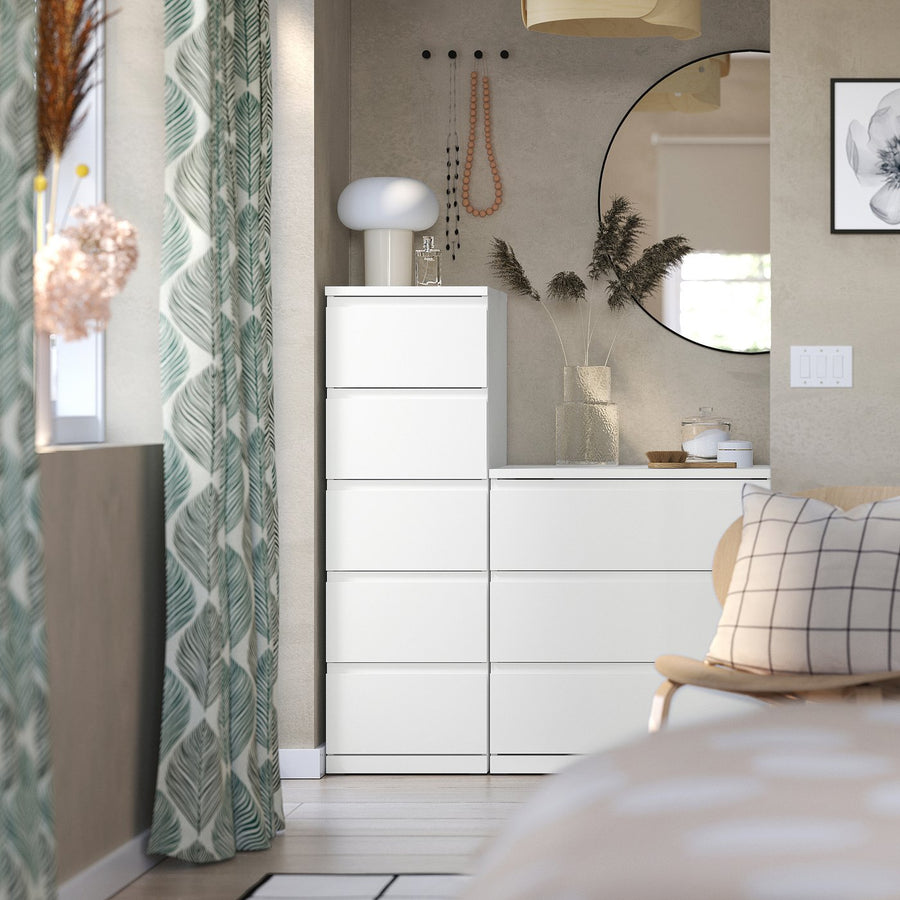 STORKLINTA chest of 5 drawers, white, 40x50x120 cm