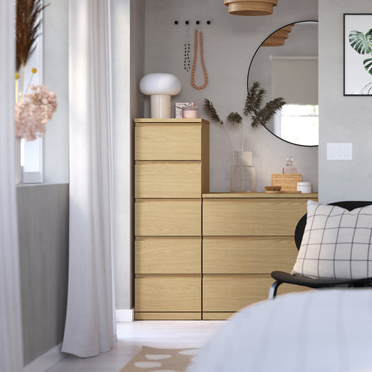 STORKLINTA chest of 5 drawers, oak effect, 40x50x120 cm