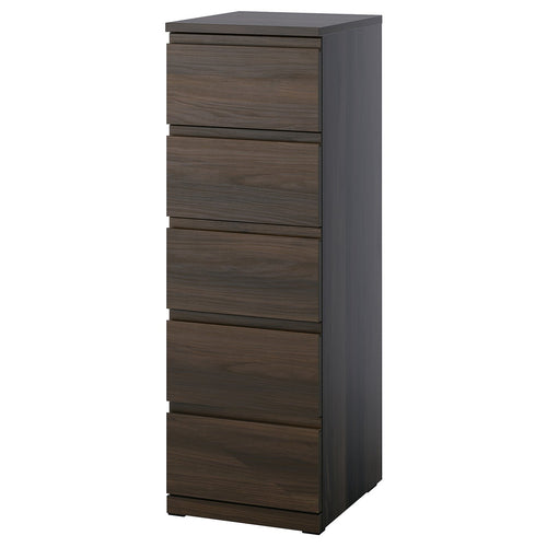 STORKLINTA chest of 5 drawers, dark brown/oak effect, 40x50x120 cm