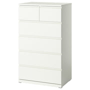 STORKLINTA chest of 6 drawers, white, 70x50x120 cm