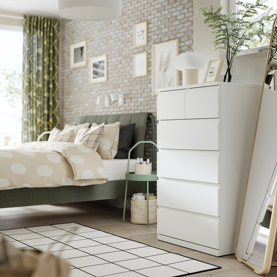 STORKLINTA chest of 6 drawers, white, 70x50x120 cm