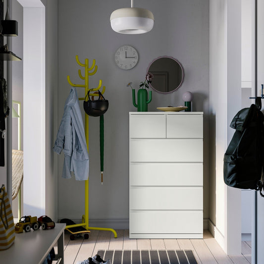 STORKLINTA chest of 6 drawers, white, 70x50x120 cm