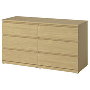 STORKLINTA chest of 6 drawers, oak effect, 140x50x75 cm