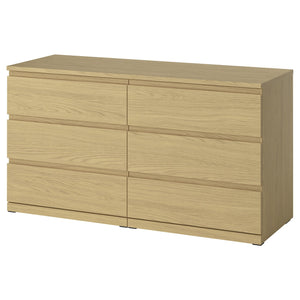 STORKLINTA chest of 6 drawers, oak effect, 140x50x75 cm
