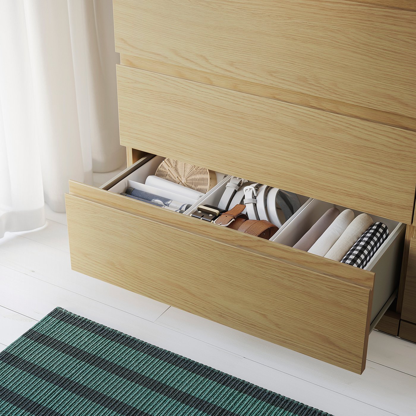 STORKLINTA chest of 6 drawers, oak effect, 140x50x75 cm