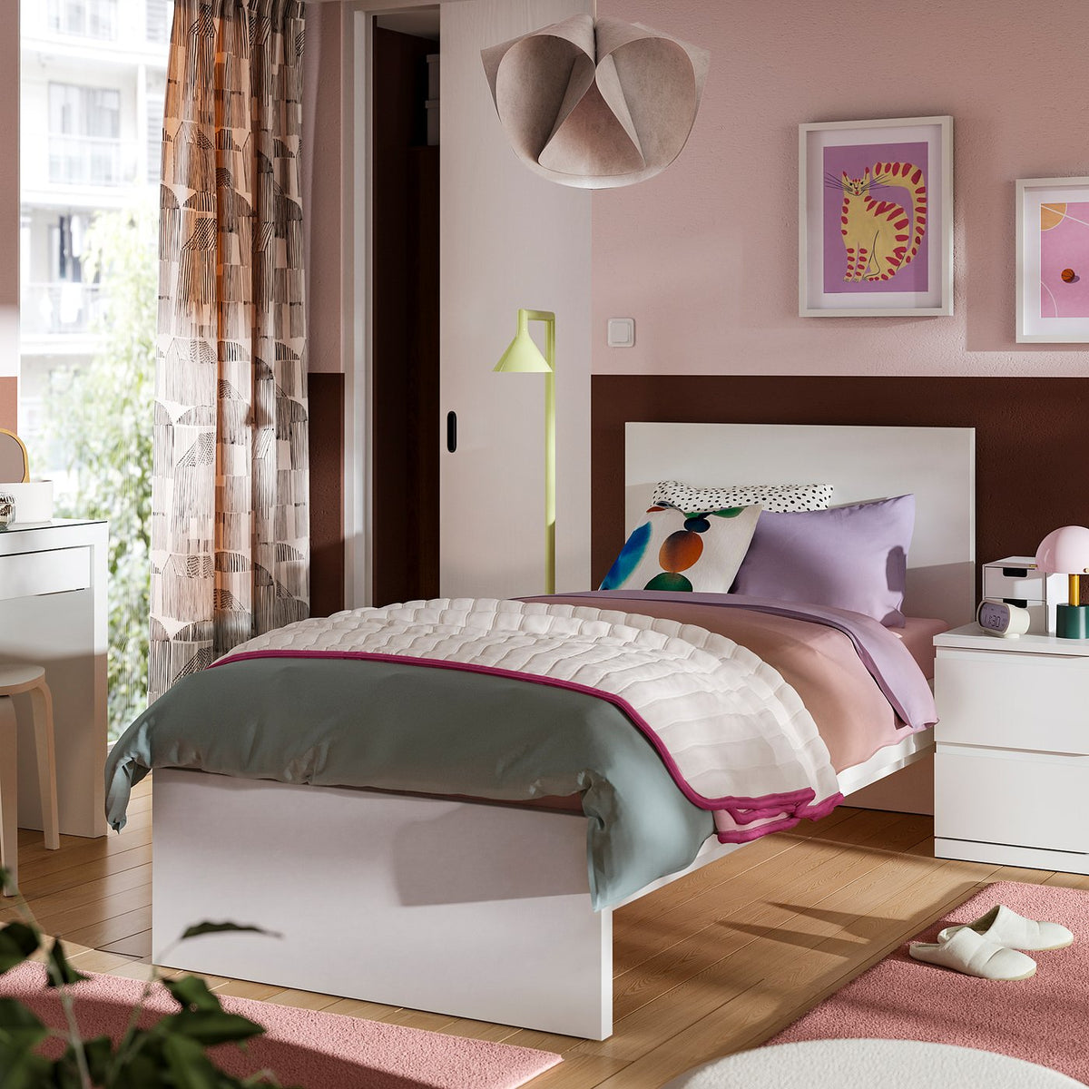 STORKLINTA bedroom furniture, set of 2, white, 90x200 cm