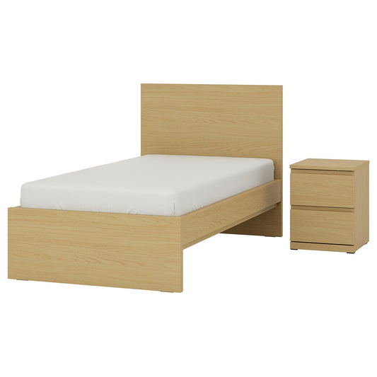 STORKLINTA bedroom furniture, set of 2, oak effect, 90x200 cm
