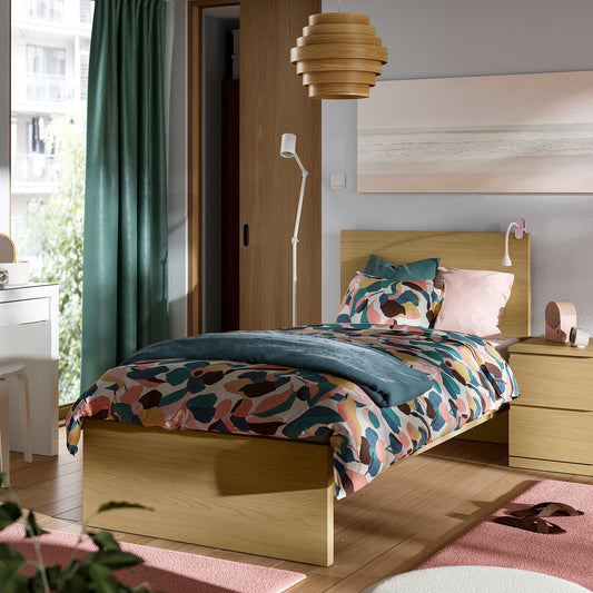 STORKLINTA bedroom furniture, set of 2, oak effect, 90x200 cm