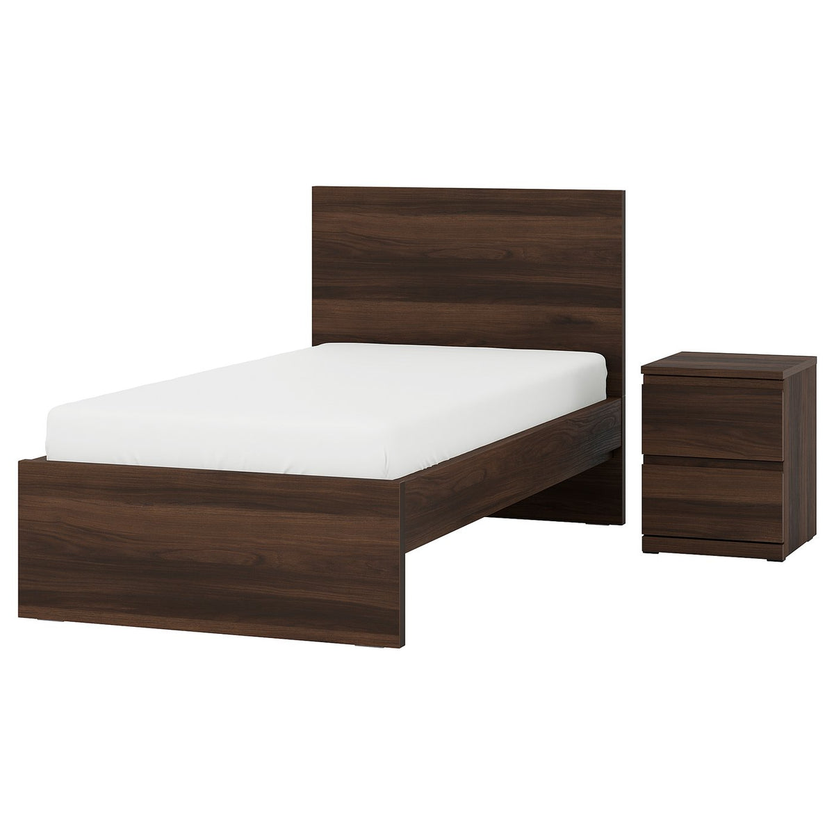STORKLINTA bedroom furniture, set of 2, dark brown oak effect, 90x190 cm