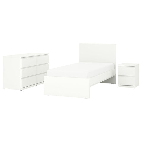 STORKLINTA bedroom furniture, set of 3, white, 90x190 cm