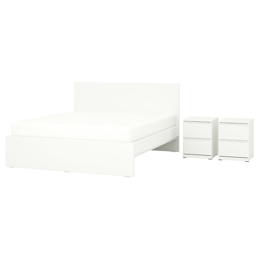 STORKLINTA bedroom furniture, set of 3, white, 140x200 cm