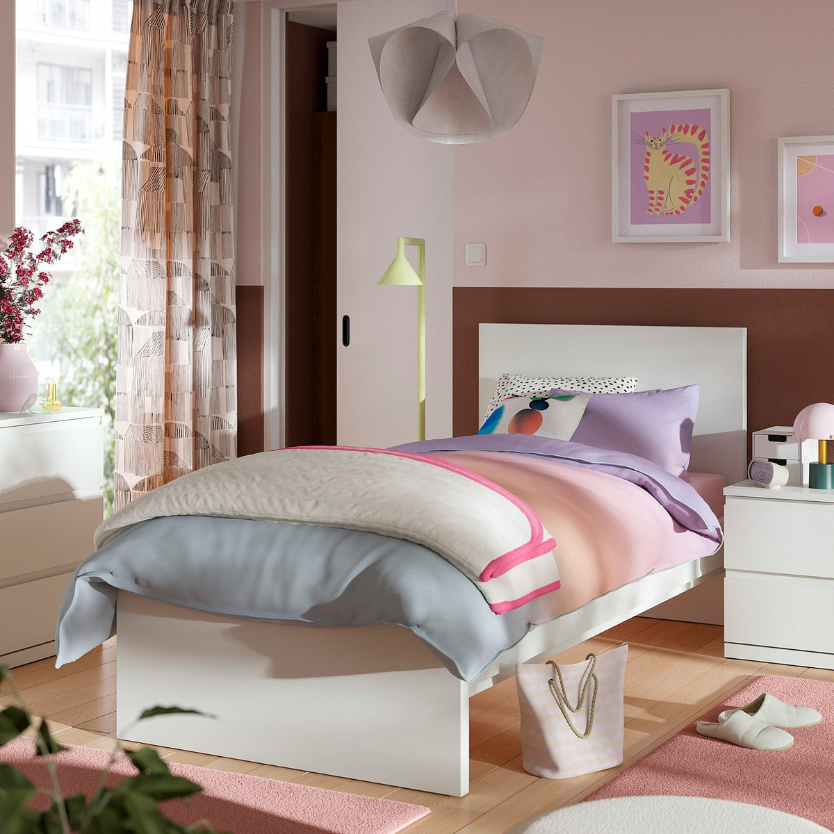 STORKLINTA bedroom furniture, set of 3, white, 90x190 cm
