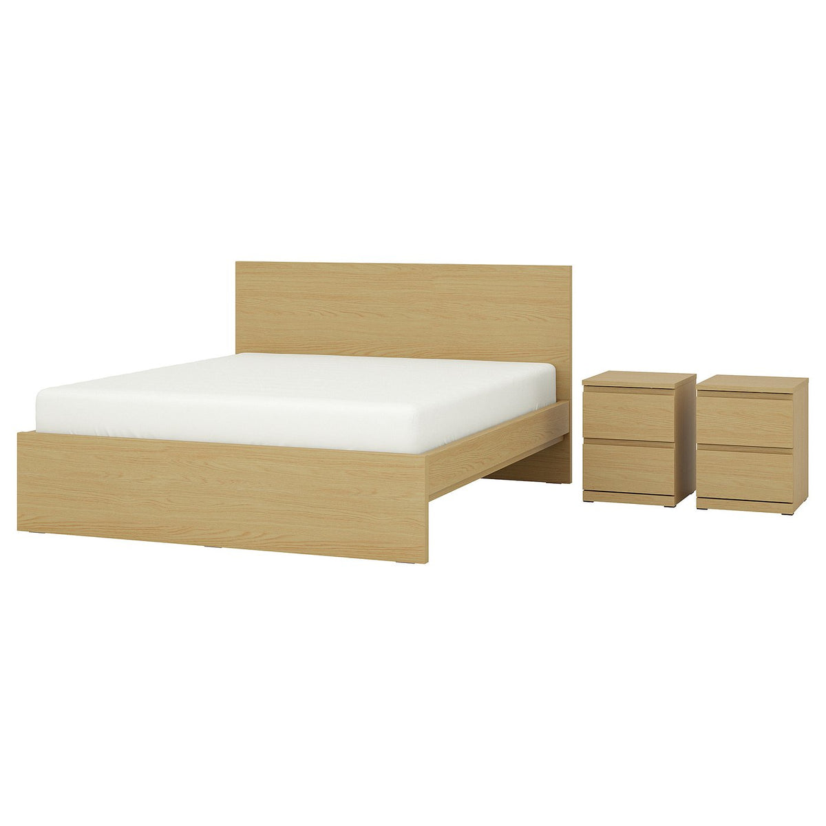 STORKLINTA bedroom furniture, set of 3, oak effect, 160x190 cm