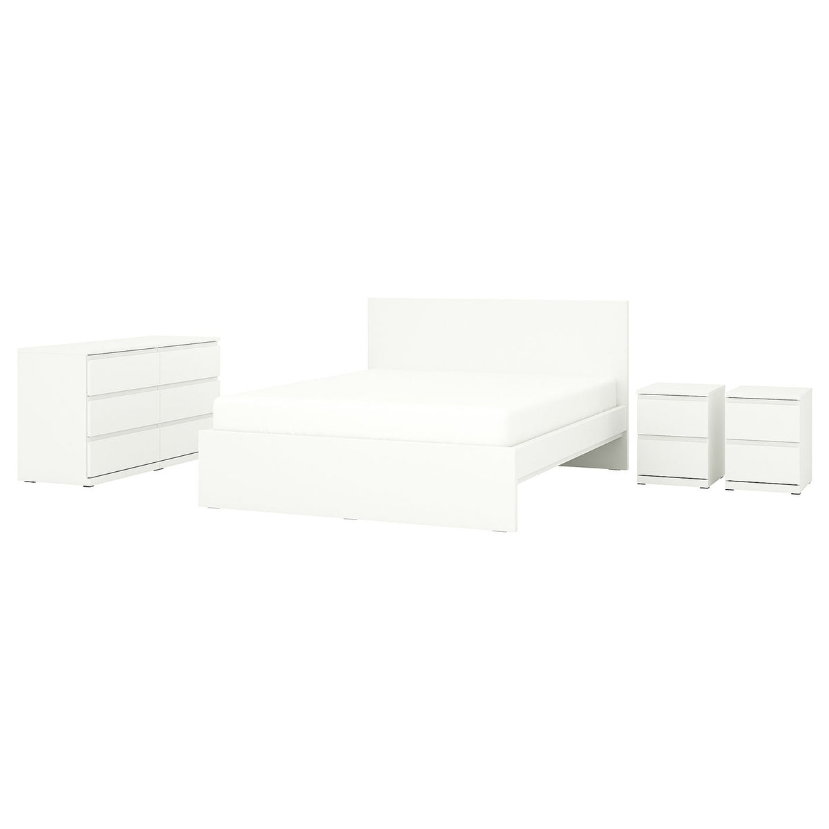 STORKLINTA bedroom furniture, set of 4, white, 160x200 cm