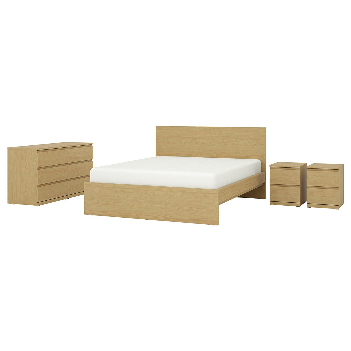 STORKLINTA bedroom furniture, set of 4, oak effect, 160x200 cm