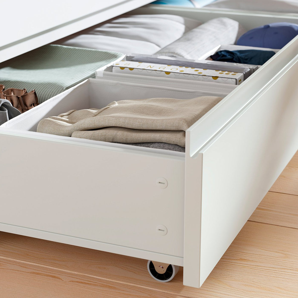 STORKLINTA bed storage box, set of 2, white, 200 cm