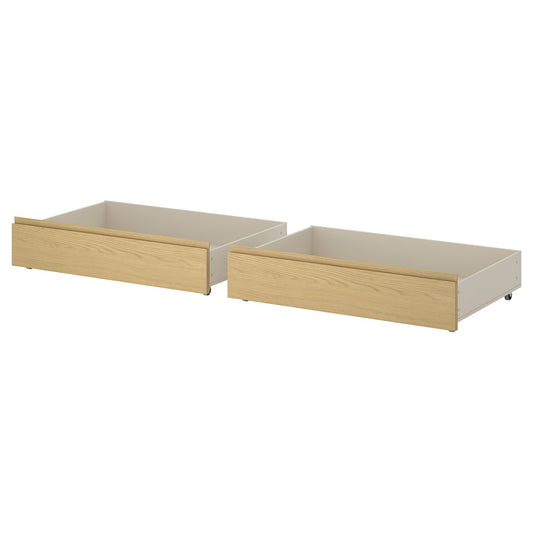 STORKLINTA bed storage box, set of 2, oak effect, 200 cm