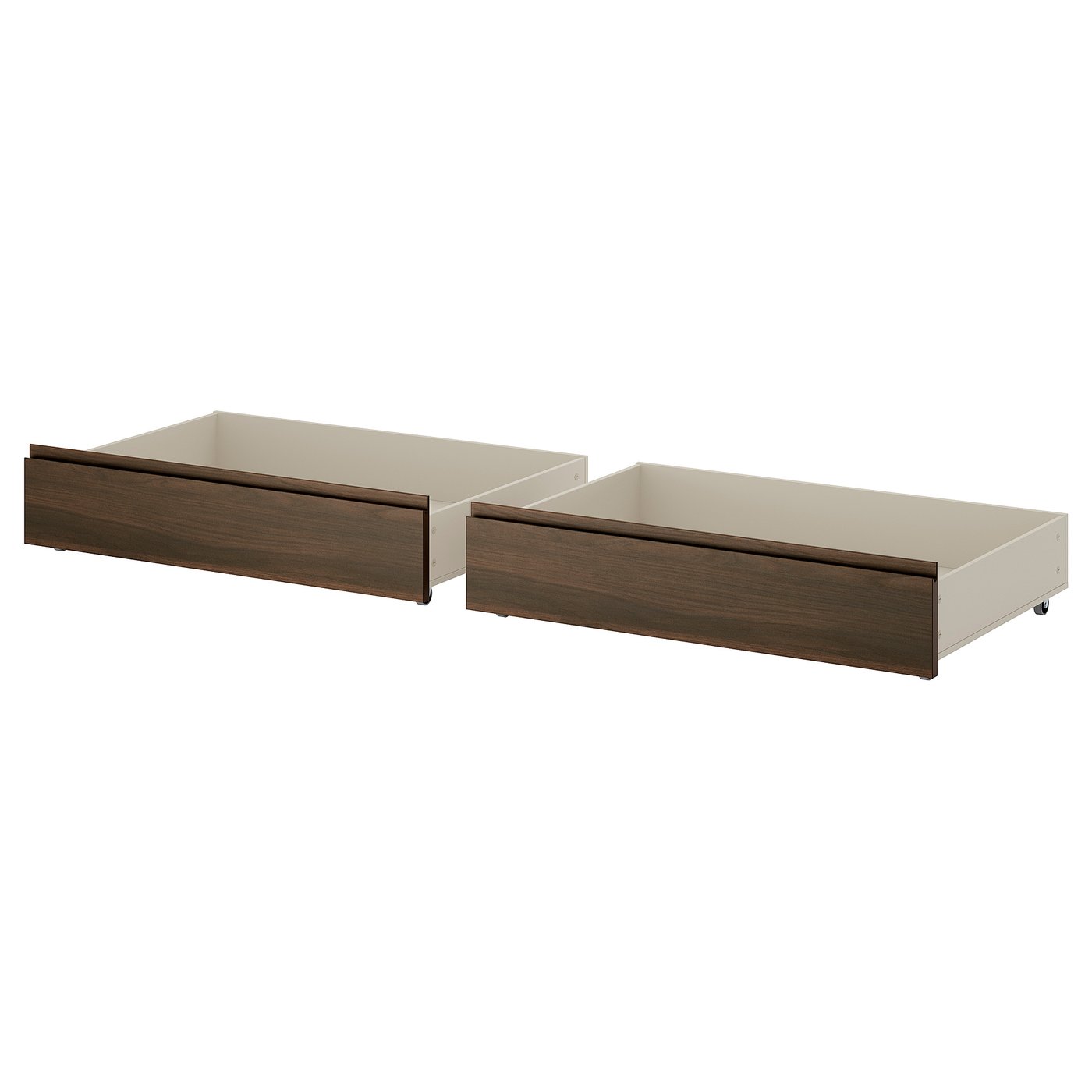 STORKLINTA bed storage box, set of 2, dark brown oak effect, 200 cm