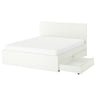 STORKLINTA bed frame with 4 storage boxes, white/Leirsund, 140x200 cm