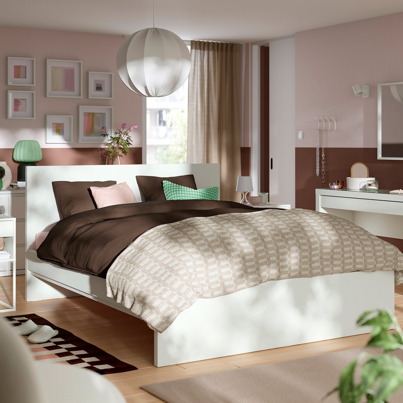 STORKLINTA bed frame, white/Lillhällan, 140x200 cm