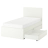 STORKLINTA bed frame with 2 storage boxes, white/Lindbåden, 90x200 cm
