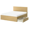STORKLINTA bed frame with 2 storage boxes, oak effect/Leirsund, 160x200 cm